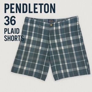 Pendleton Men’s Plaid Shorts 36 Blue Green Cotton 10” Inseam Summer Casual